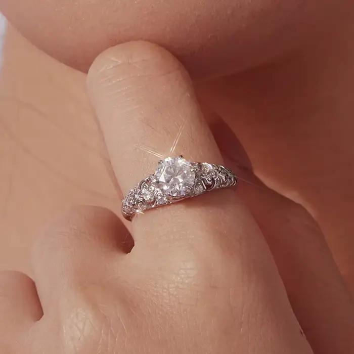 Bamoer – bague Moissanite U 1CT en argent Sterling 925