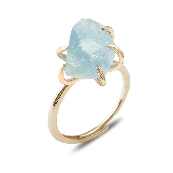 Bagues en pierres naturelles irrégulières, bagues ouvertes, bagues en pierres naturelles pour femmes et filles, bagues géométriques vintage, accessoires de bijoux