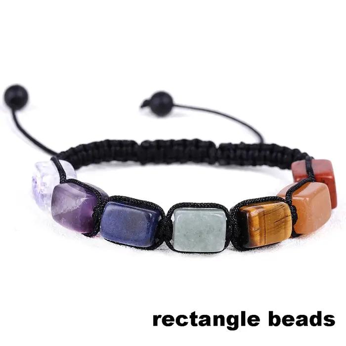 Bracelet en Pierre Naturelle Tressée pour Homme et Femme, 7 Chakra, Reiki, Clip Naturel, Guérison, Anlande, Bijoux, Corde Réglable, 1 Pièce