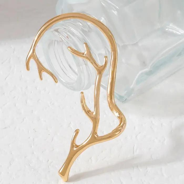 1 boucle d'oreille en forme de cerf à motif géométrique avec crochets pour les oreilles, pour femmes