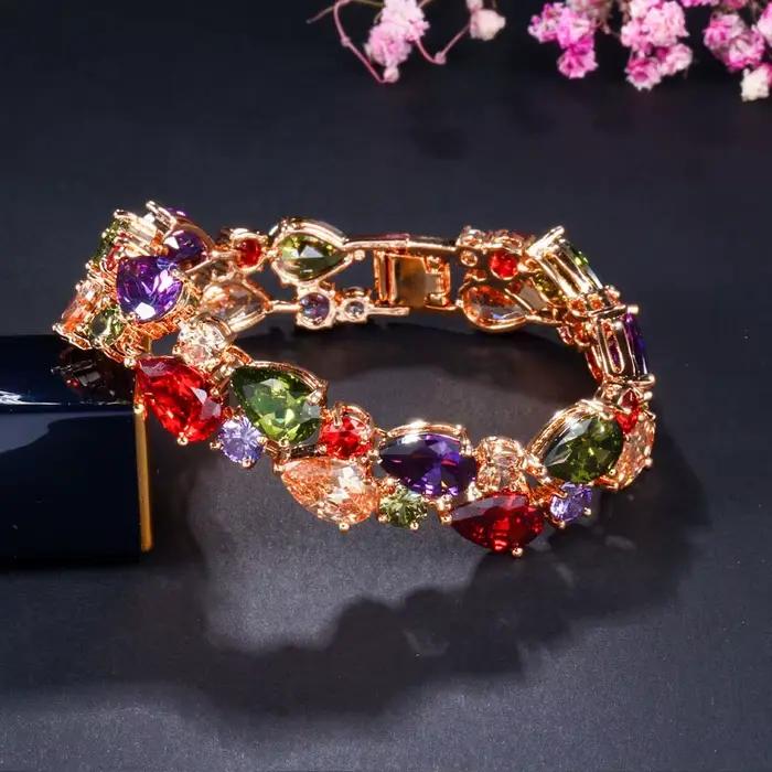 Bracelet Pera CZ en or jaune avec zircone cubique pour femmes occasions spéciales romantique élégant et tendance