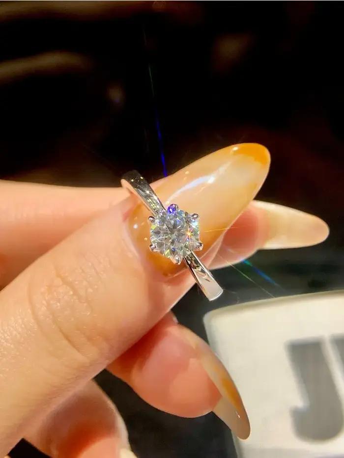 Bague de fiançailles et de mariage en moissanite véritable 0