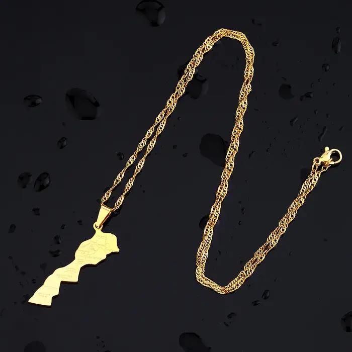 Collier pendentif carte de la ville du marocain africain