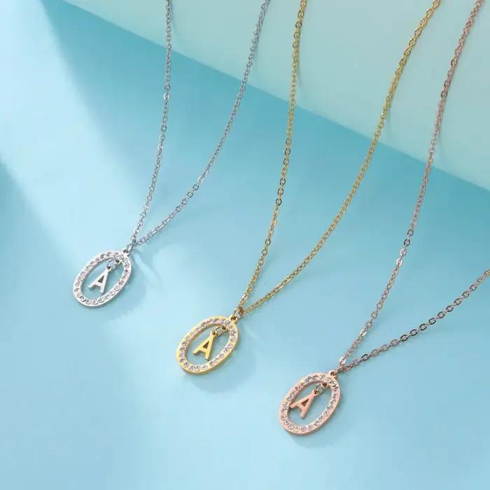 Cazador Zcompresses sur Initiale Lettre Collier pour Femmes Strass A-Z Alphabet