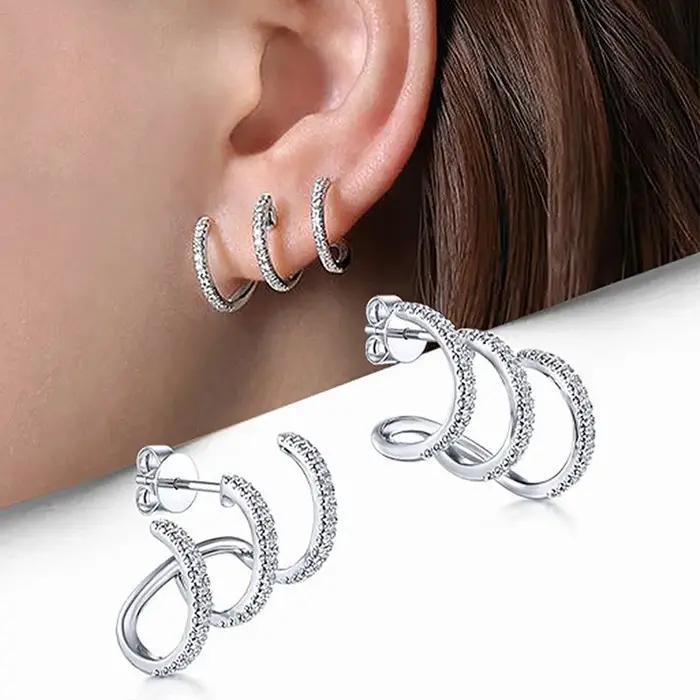 Boucles d'oreilles tendance en argent Sterling 925