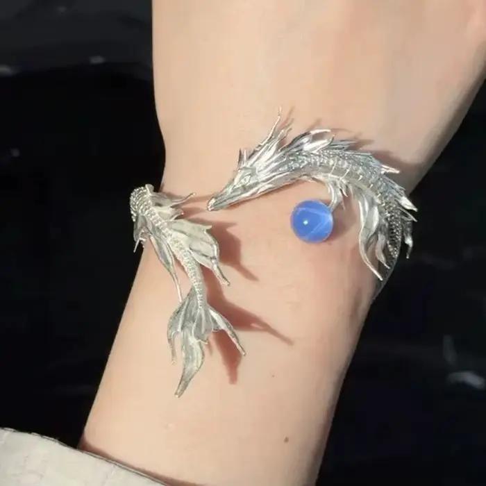 Bracelet Dragon en or rose avec perle chamoisée pour femmes occasions spéciales et cadeaux personnalisés