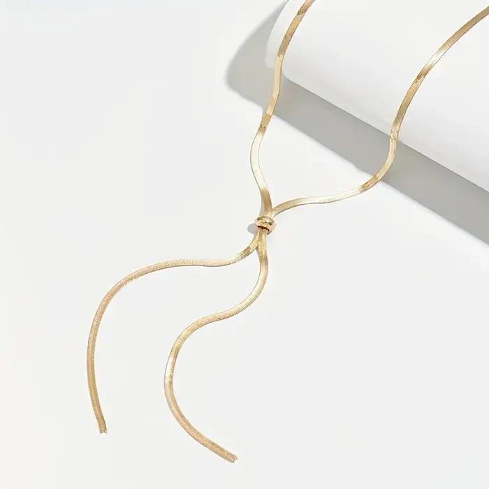 Collier Punk Long et plat en os de serpent pour femmes