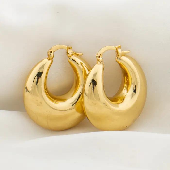 Boucles d'oreilles créoles optiques rondes en couleur or pour femmes bijoux fantaisie mode cadeaux d'anniv occasions spéciales