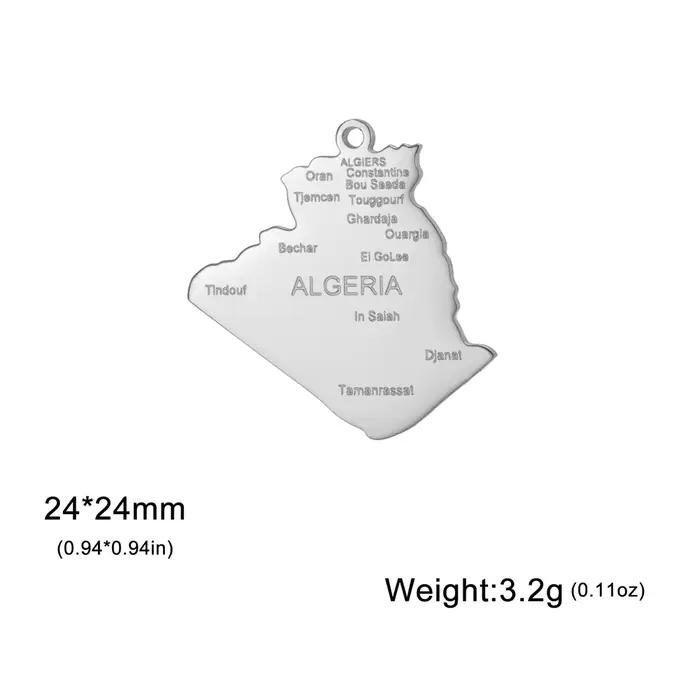 EUEAVAN afrique argélie carte pendentifs en acier inoxydable classique ville algérienne nom pendenti