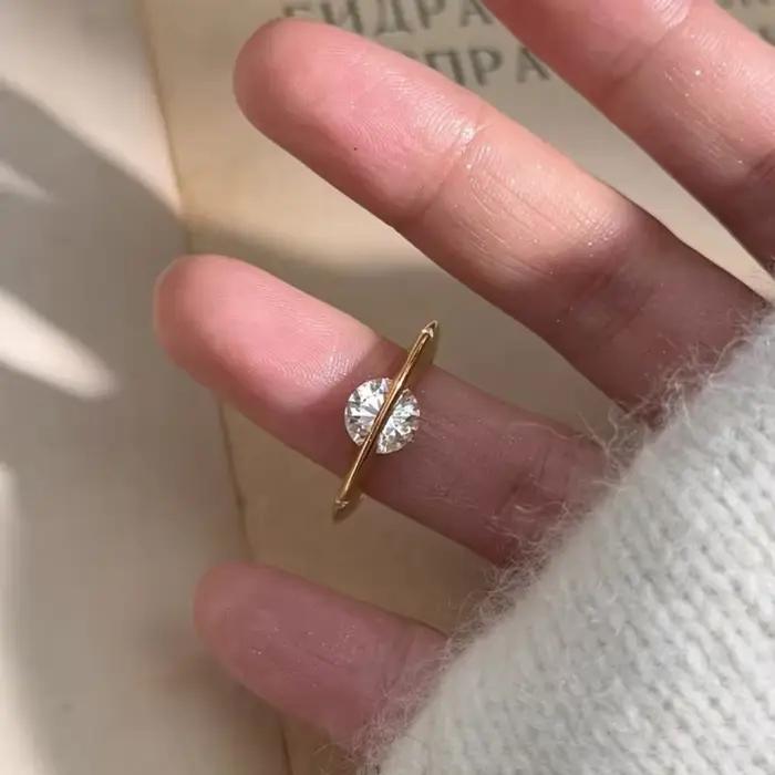 Bague en argent sterling 925 personnalisée avec zircon blanc pour femmes occasions spéciales soirée mariage