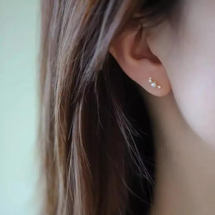 Boucles d'Oreilles en Argent Sterling 925 Plaqué Or 14K pour Femme