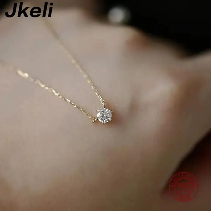 Collier en argent sterling 925 plaqué or 18 carats avec pendentif zircon scintillant pour femmes occasions spéciales et soirées chic