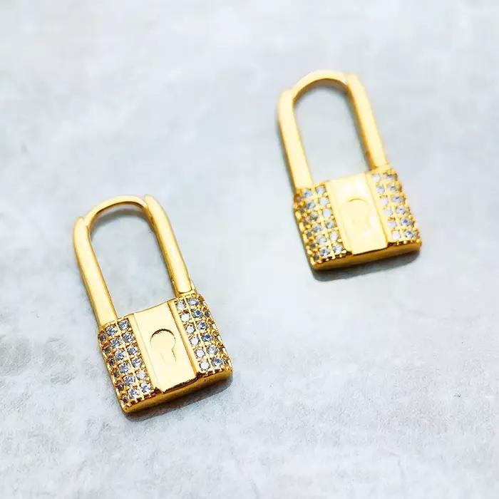 Boucle d'oreille à charnière en forme de serrure d'amour, Style européen Glam, bijoux à la mode pour femmes, tout nouveau cadeau romantique en argent Sterling 925