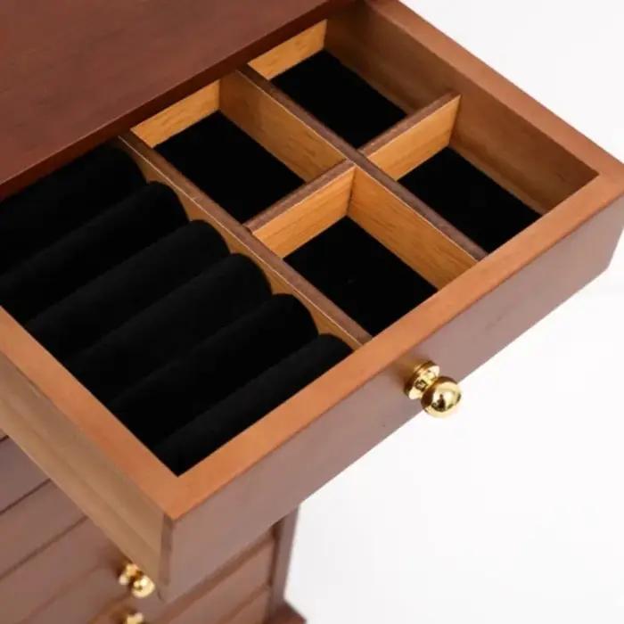Boîte de rangement de bijoux en bois massif