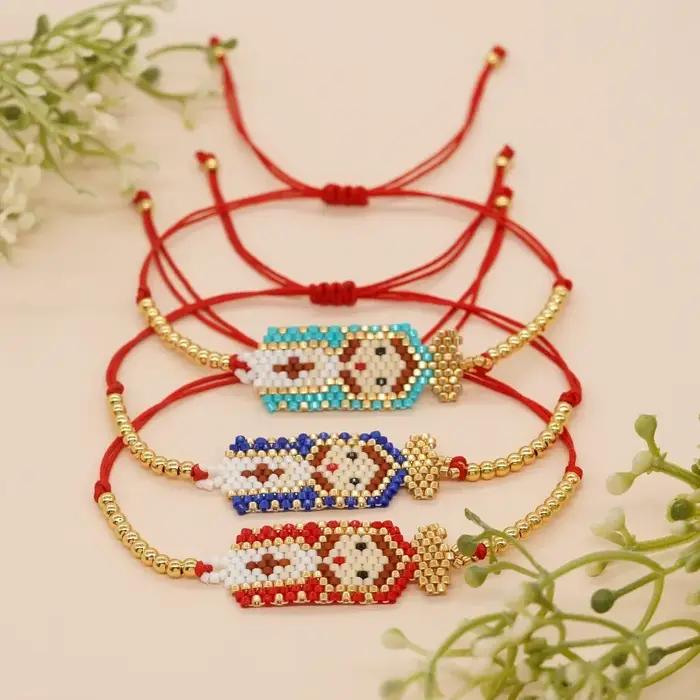 Bracelet perlé tricoté à la main pour femme design bohème simple géométrie occasion spéciale jeunes filles