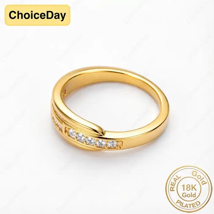 Bague de Luxe Plaquée Or 18 Carats avec Zirconium Blanc Élégante pour Engagement Occasions Spéciales Femme
