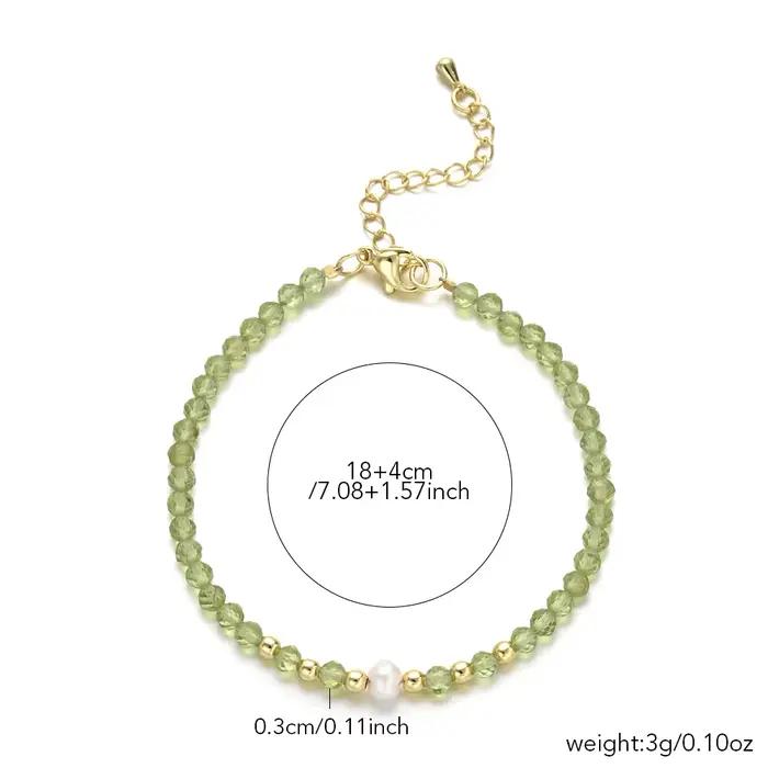 Bracelet élégant pour femme pierre naturelle cornaline péridot perles rondes à facettes et perles d'eau douce usage quotidien occasions spéciales