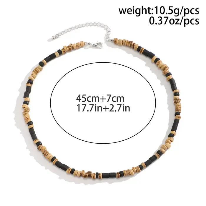 Collier chaîne de petites perles marron et noir pour hommes, ras du cou court en perles de bois, tendance, bijoux à la mode, 2023