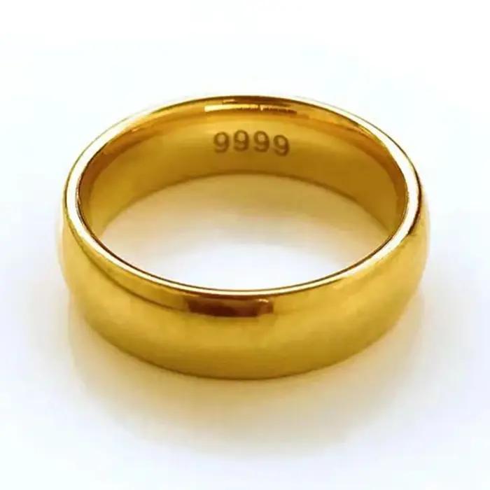 Bagues plaquées pur en or jaune 18 carats 999 24
