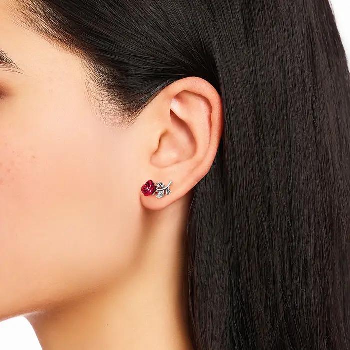 Boucles d'oreilles en forme de Rose rouge pour femmes