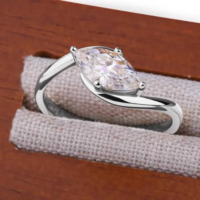 BXINY 1/2CT Marquise Moissanite bague S925 argent plaqué or 18K pour femmes hommes Solitaire allianc
