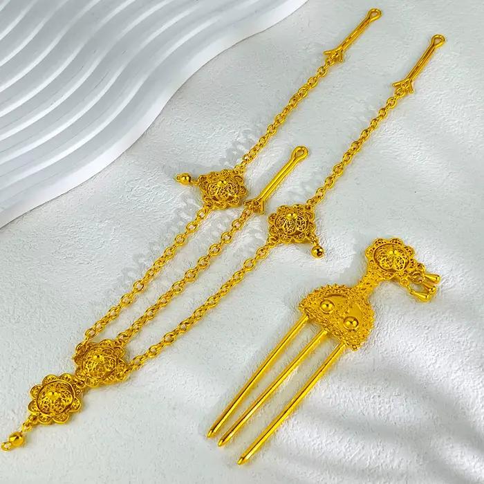 ANIID éthiopien 24k plaqué or 6 pièces ensembles de bijoux pour femmes indien dubaï haute qualité collier ensemble cadeaux de fête de mariage