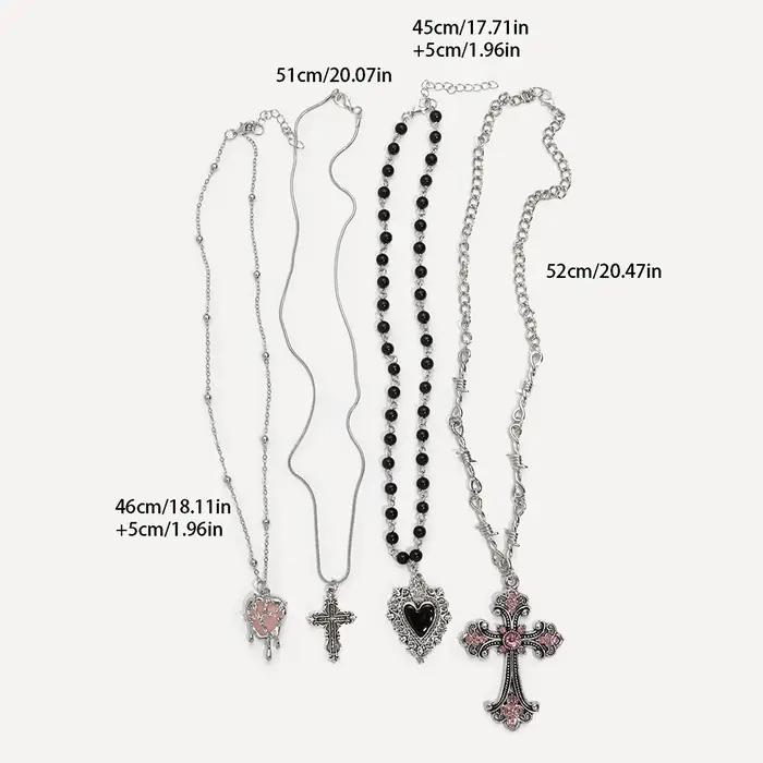 Collier avec pendentif croix d'amour créatif personnalisé Y2K Sweet Cool Girl