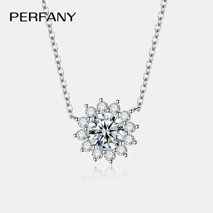 PERFANY-Collier Moissanite en Argent Pur S925 pour Femme, Pendentif Tournesol, Rotterdam, Bijoux Hau