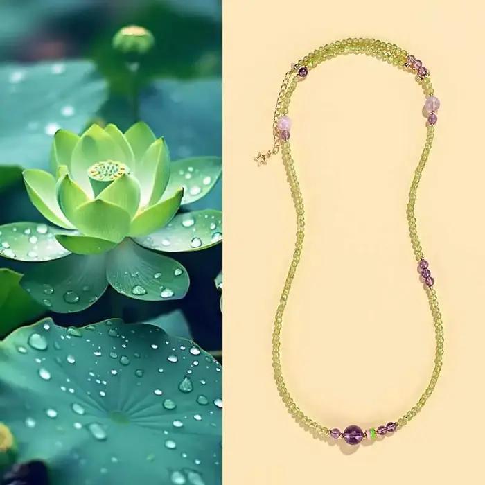 Bracelet à trois rangs en cristal de péridot de style chinois pour femmes