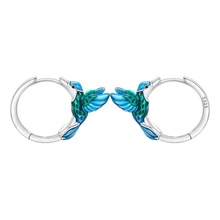 Orstarry Original 925 en argent Sterling colibri boucles d'oreilles femmes cerceau boucle d'oreille