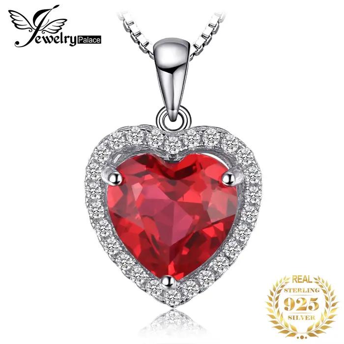 JewelpopPalace-Collier pendentif coeur d'amour pour femme, argent regardé 925, 3,6 ct créé, bijoux f