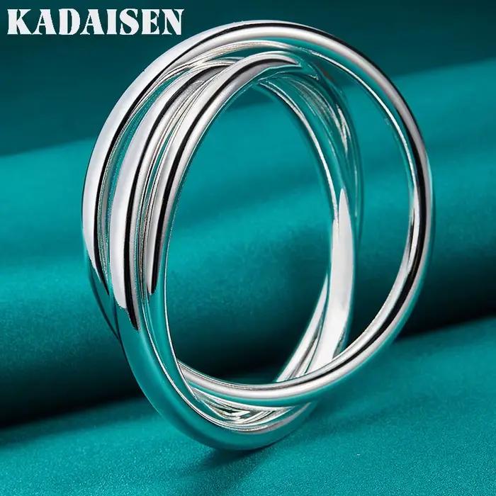Bracelet à trois anneaux lisses en argent Sterling 925 pour femmes bijoux de mode pour mariage et fiançailles bijoux intemporels pour femmes bijoux pour cérémonies elegance et sophistication pour femmes