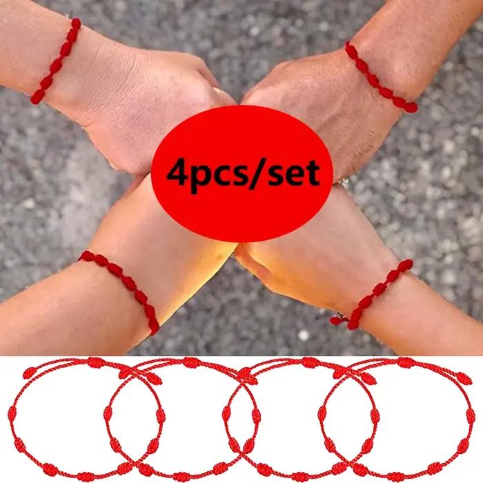 Bracelet à cordes rouges à 7 nœuds, 6 pièces, pour Couple, tressé, Protection, amulette porte-bonheur pour le succès, bijoux faits à la main, cadeau