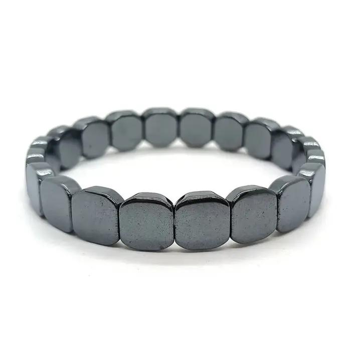 Bracelet vintage élastique noir en pierres naturelles