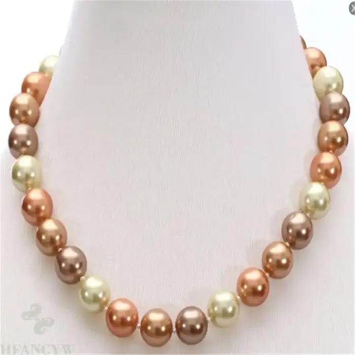 Collier de perles naturelles multicolores de la mer du sud