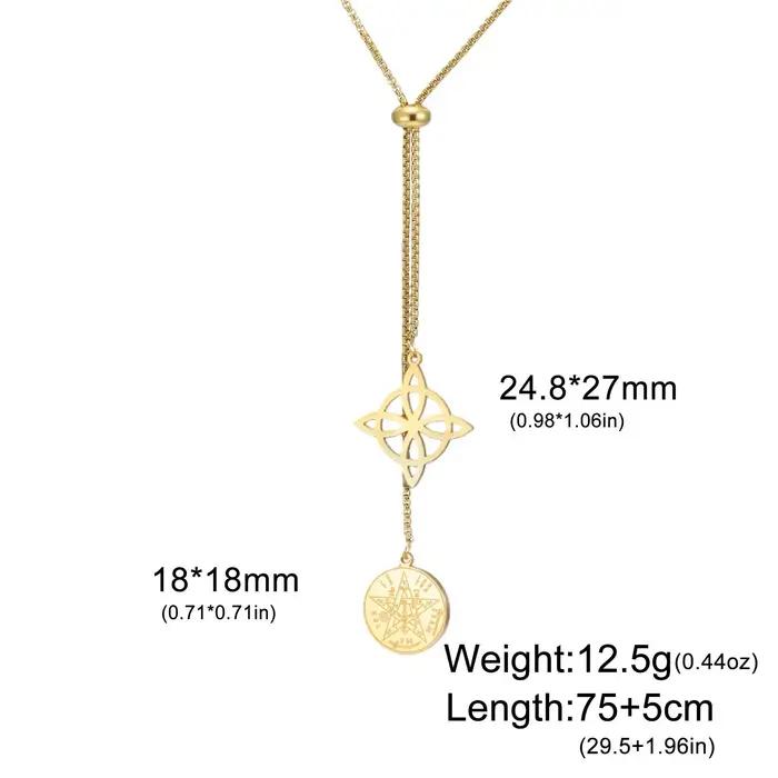 Collier Pendentif Nœud de Sorcière Wicca Tetragrammaton Pentacle pour Femme