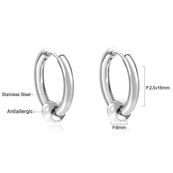 ASONSTEEL classique rond perlé cerceau boucle d'oreille en acier inoxydable or Rose noir mode Hiphop cercle