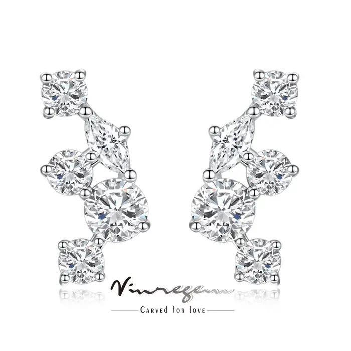 Vinregem – boucles d'oreilles scintillantes en diamant à haute teneur en carbone pour femmes