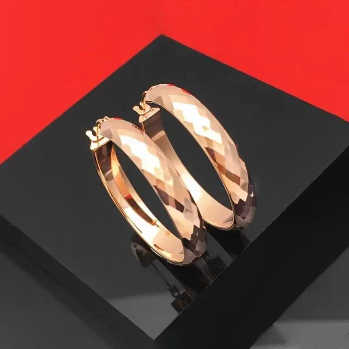 Boucles d'oreilles créoles plaquées or rose 14 carats pour femmes