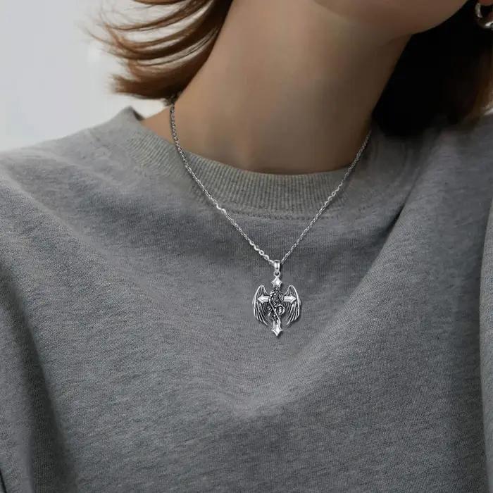 Eudora 925 argent Sterling Saint Michel archange collier Vintage croix bouclier pendentif pour hommes femmes chrétien bijoux cadeau