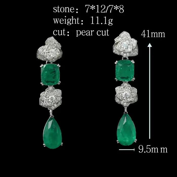 Boucles d'oreilles plaquées or en argent sterling 925 avec diamant à haute teneur en carbone et zircon rose longues pour femmes occasions spéciales elegance moderne