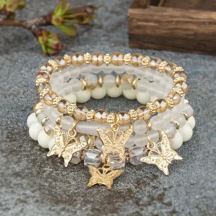 Ensemble de bracelets en perles papillon pour femmes