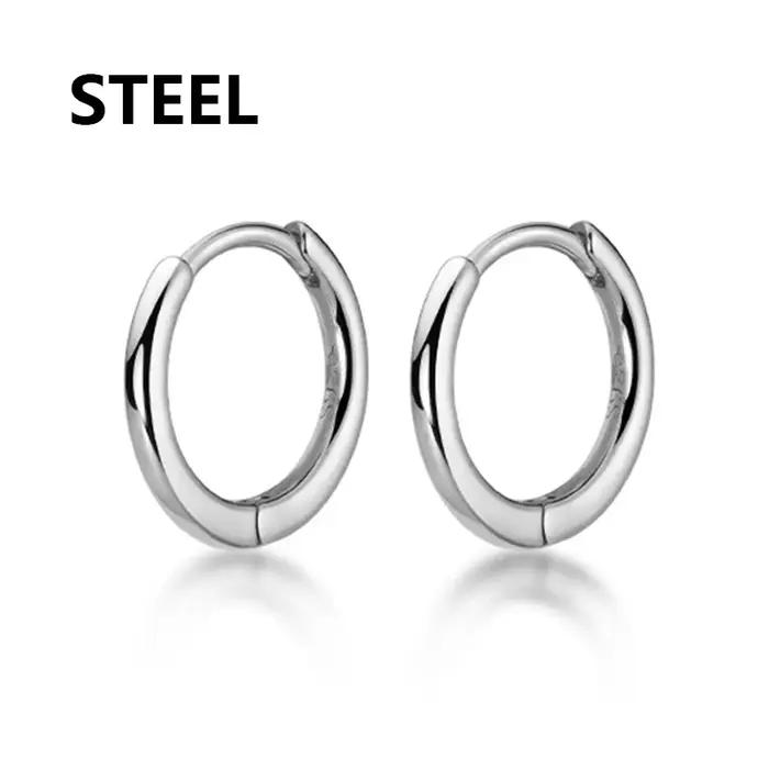 1 paire de petits cerceaux en acier inoxydable pour femmes/hommes, boucles d'oreilles, Piercing, Car