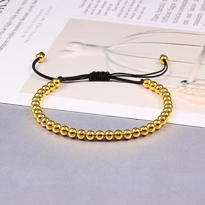 Bracelets de perles de cuivre à la mode 5mm bracelets de brin tressés réglables faits à la main pour femmes hommes Yoga guérison bijoux de mode Pulseira