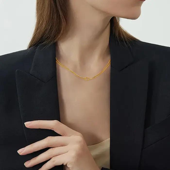 Skyrim – collier Double chaîne serpent pour femmes