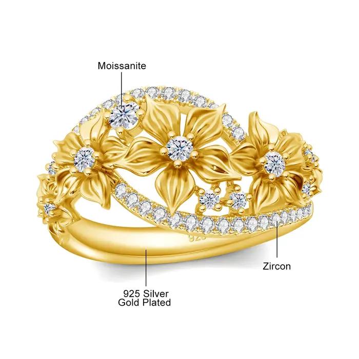 Bague en moissanite avec certificat pour femme