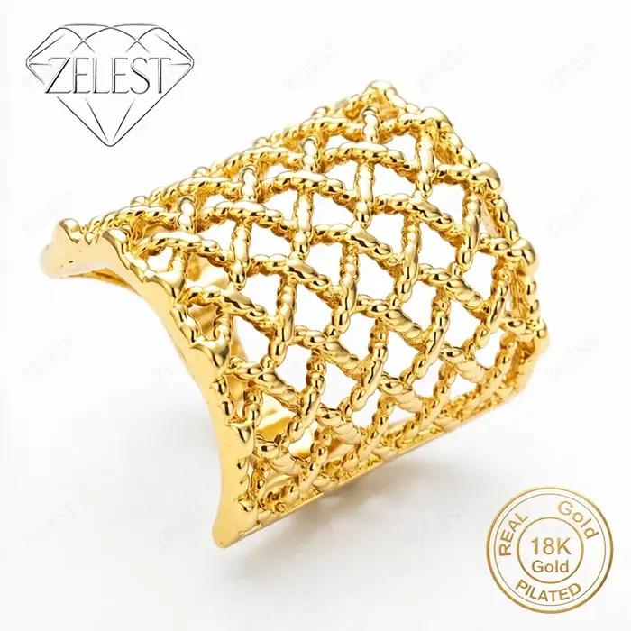Bague creuse exquise en argent 925 plaqué or 18 carats, bijoux pour femmes, accessoires de mode, accessoires de fête, cadeau
