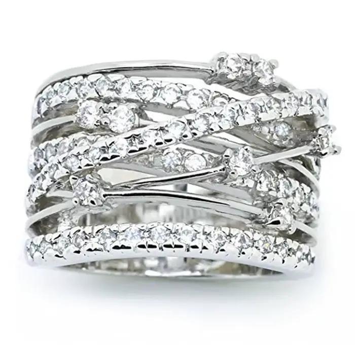 Bague en argent Sterling 925 incrustée de Zircon AAAAA entrelacé pour femme