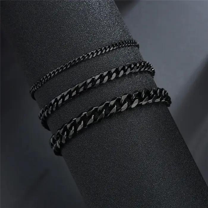 LETAPI mode acier inoxydable gourmette chaîne cubaine Bracelet pour hommes femmes Hip Hop Couple unisexe poignet main bijoux cadeau fête