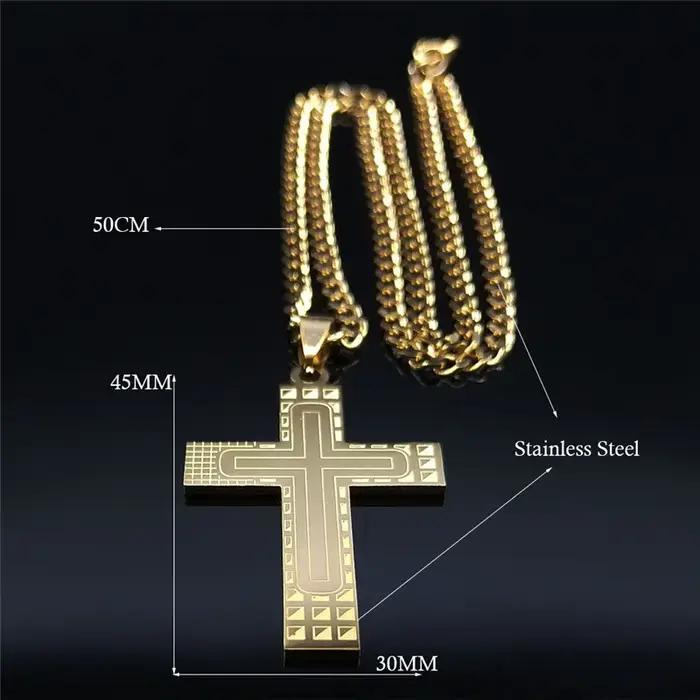 Collier chaîne croix punk tendance en acier inoxydable pour femmes et hommes